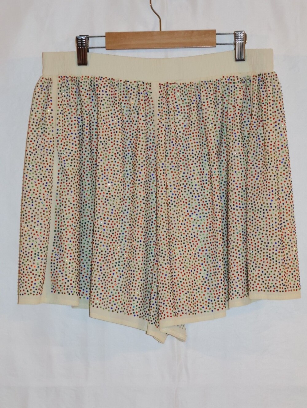 Queen Of Sparkles Gameday Cream Rhinestone Active Shorts. - Picture 2 of 12